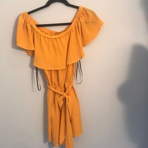 Mustard yellow off the shoulder romper